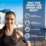 StrongVit ingredientes botánicos como saúco y cúrcuma en primer plano