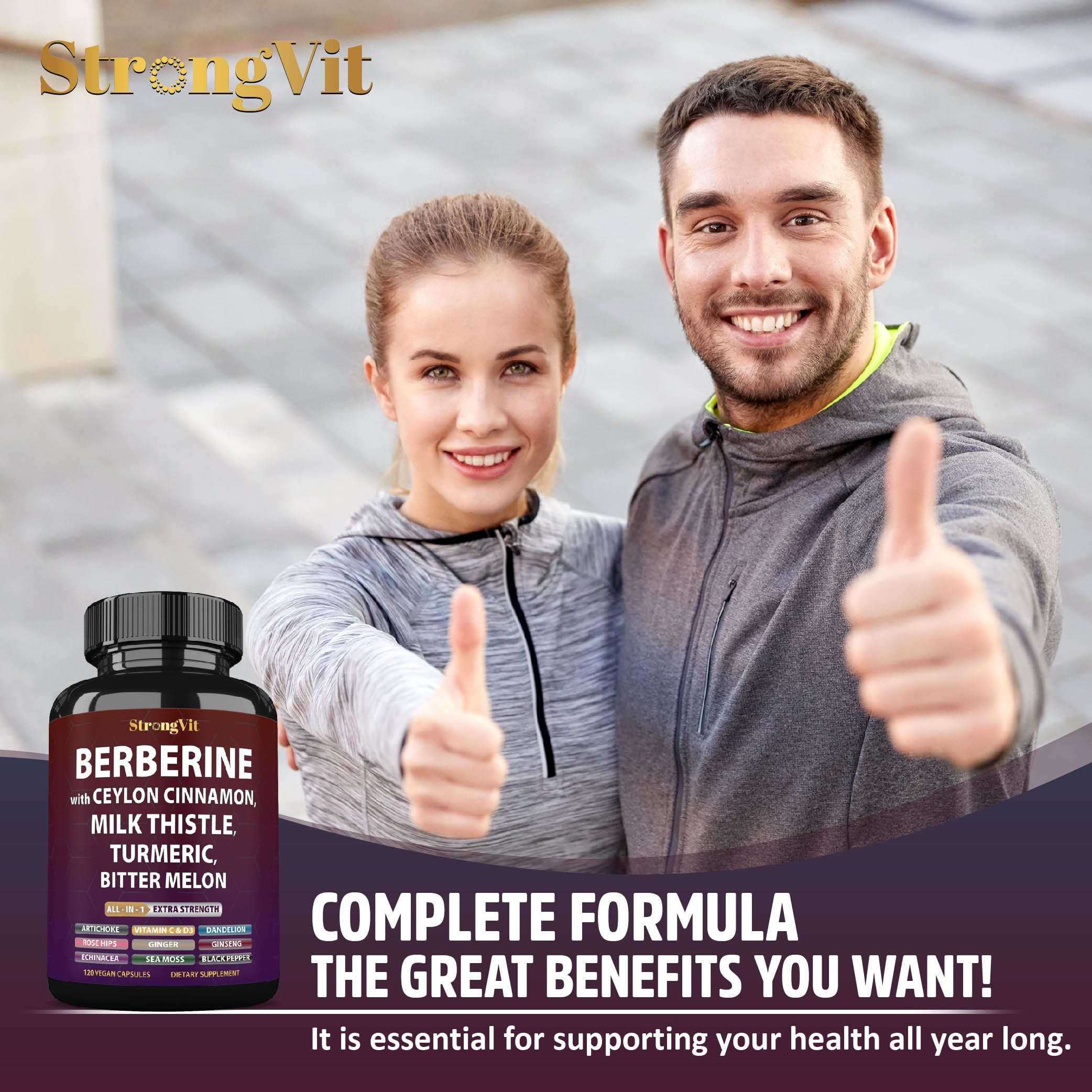 Ramas de canela de Ceilán con producto StrongVit destacando calidad aromática