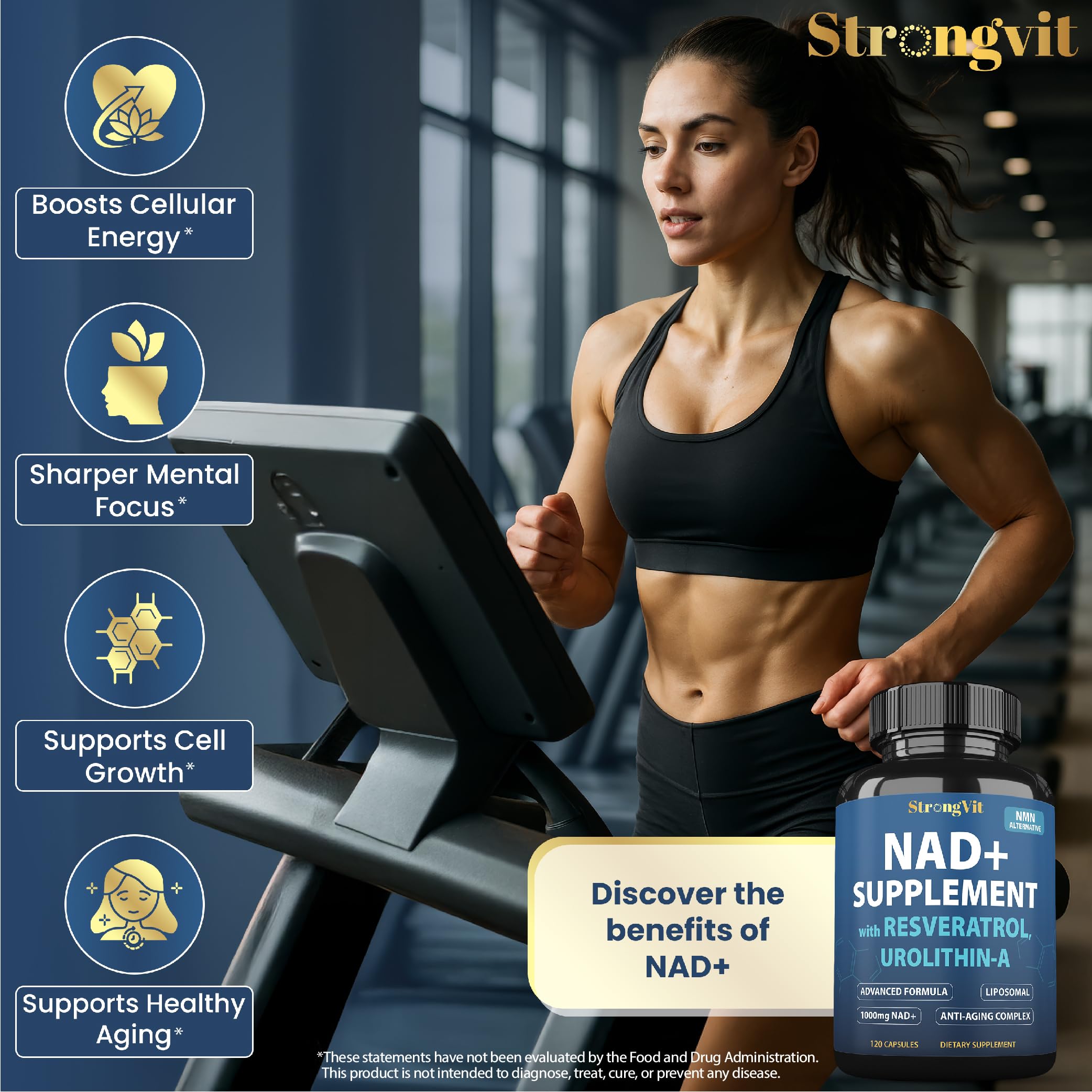StrongVit mezcla 12 en 1 desplegada para ver ingredientes clave y beneficios