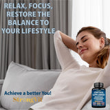 StrongVit envase junto a almohada ilustrando uso nocturno relajante