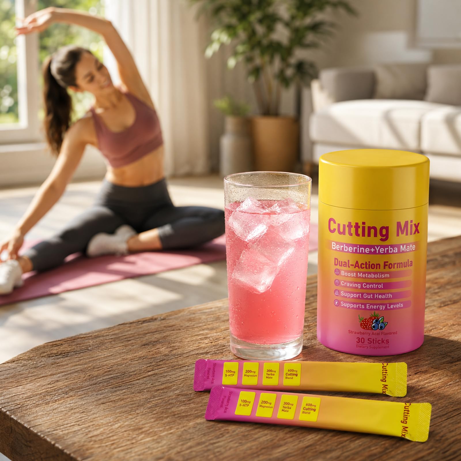 Sturdyhome stick en uso en gimnasio para energía sin picos ni nerviosismo