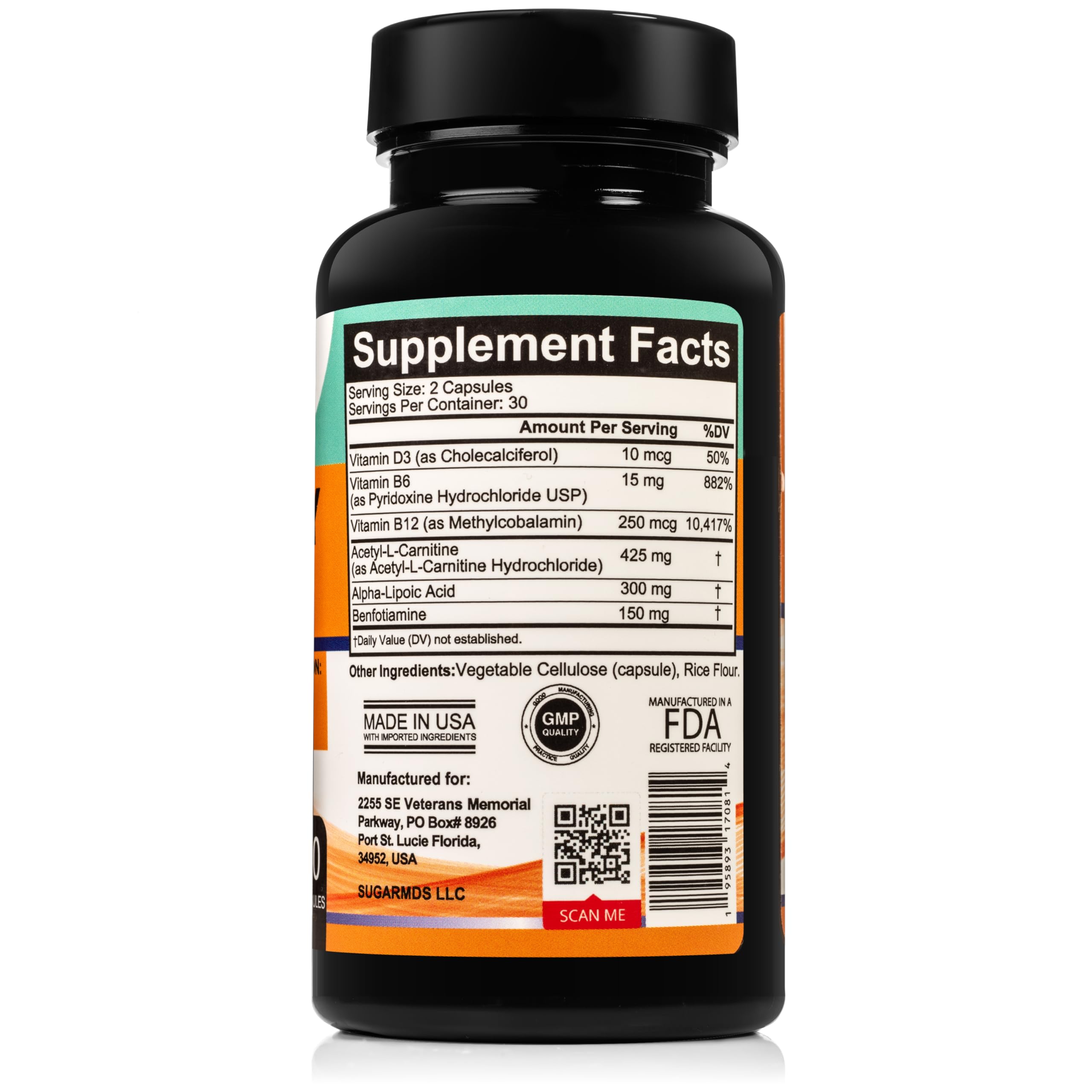 SugarMD caja abierta con frasco y folletos informativos dentro
