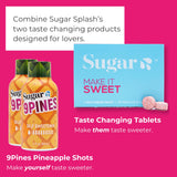 Sugar Splash close-up de tabletas milagro mostrando textura y pureza