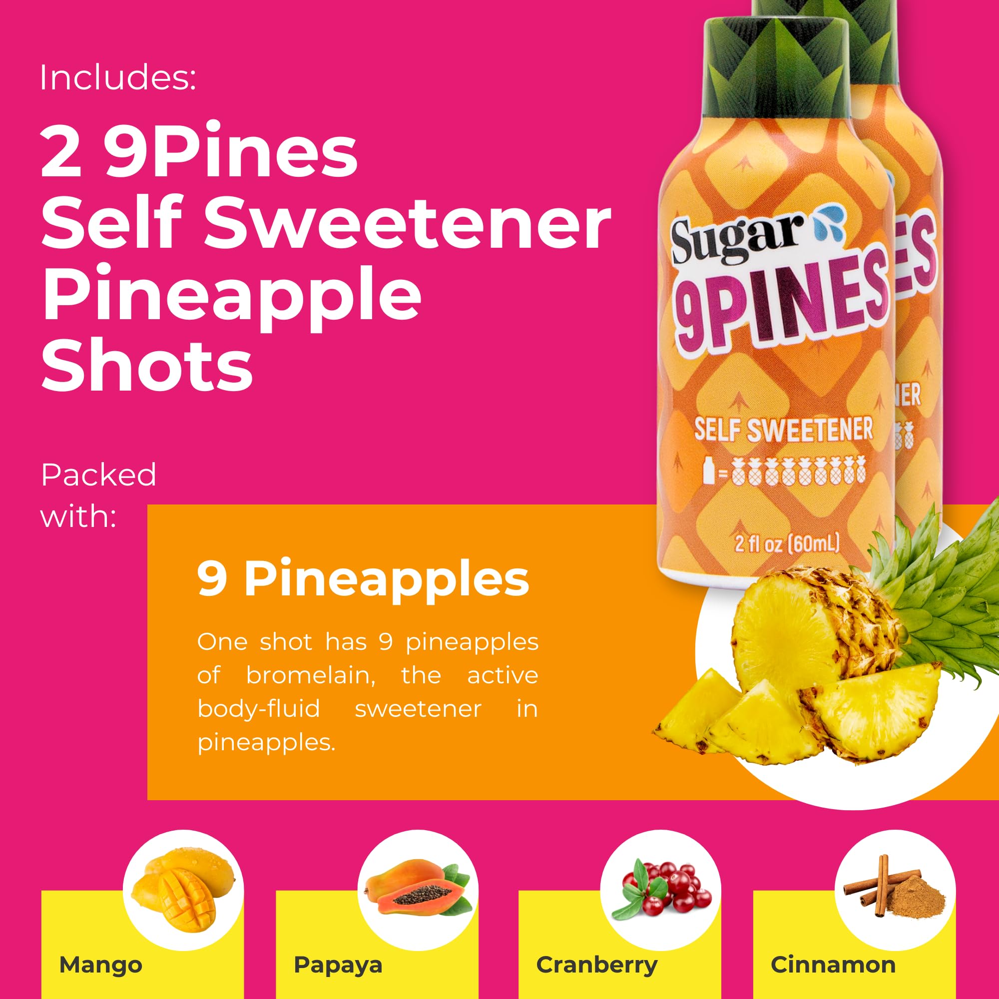 Comparación de tamaño Sugar Splash con objetos cotidianos para referencia