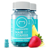 SugarBearHair frente del empaque mostrando dos frascos y beneficio de suministro de 2 meses