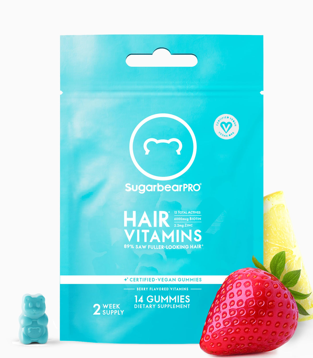 SugarBearHair empaque frontal mostrando diseño y beneficio de conveniencia