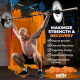 Suitly gominolas junto a toalla de gimnasio listos para entrenar