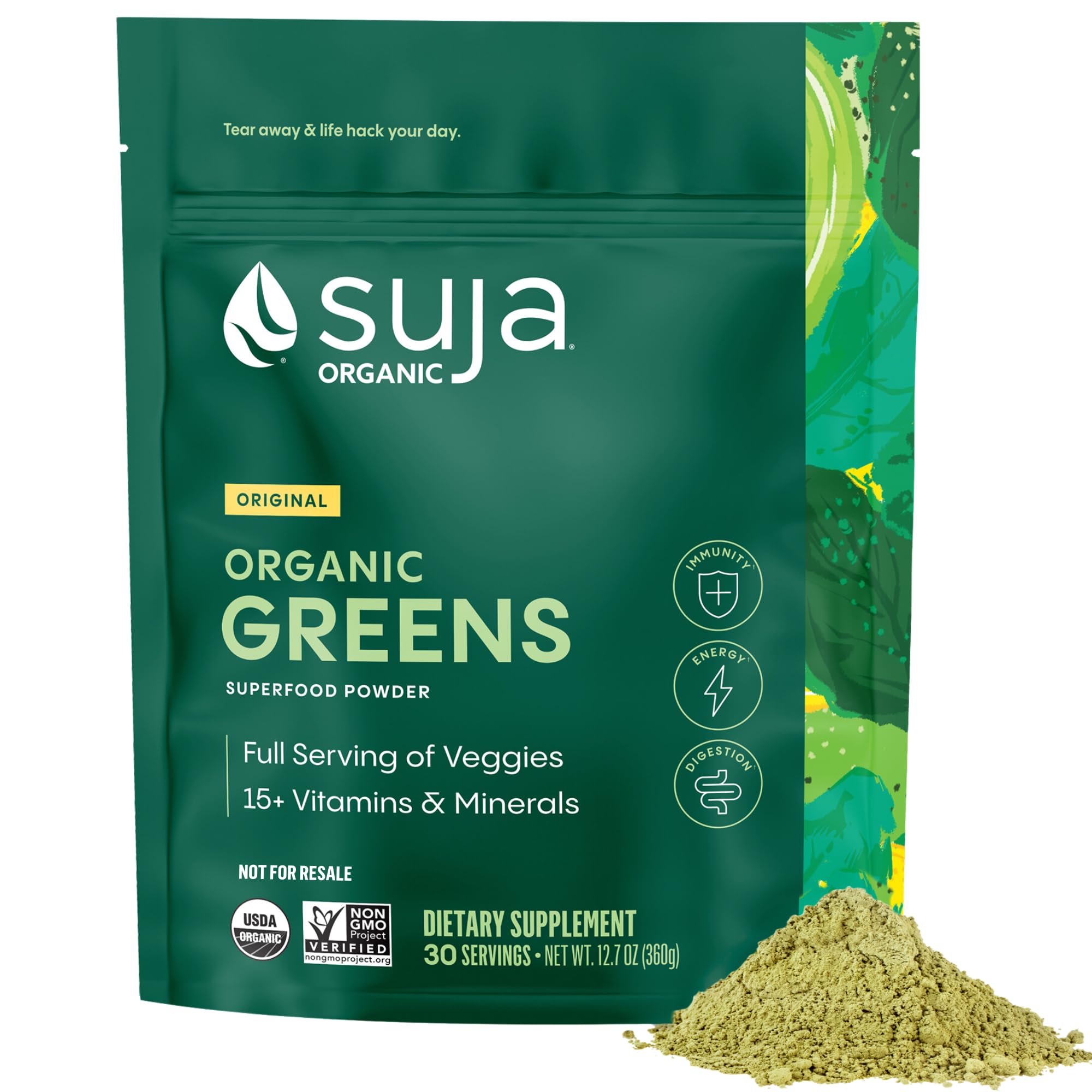 Suja packaging delantero mostrando bolsa y marca, facilita identificación rápida