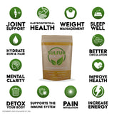 Batido mezclado con Sulfur Health MSM en uso, apoyo para rutinas activas