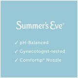 Summer's Eve cuello flexible enfatizando ángulo fácil y control del flujo