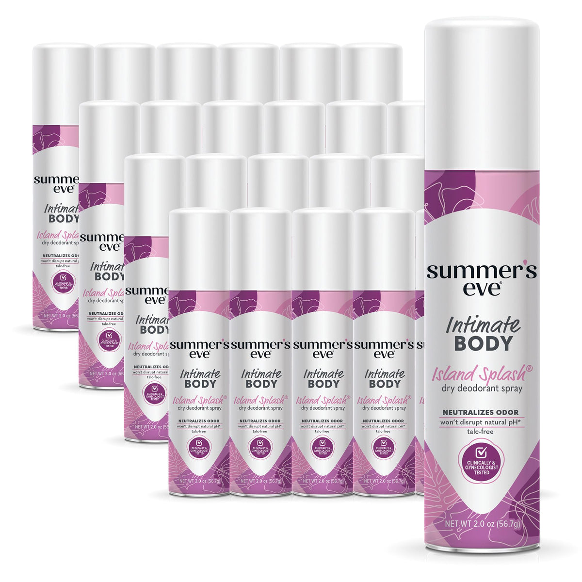 Summer's Eve presentación frontal mostrando botella 2 oz y beneficio frescura