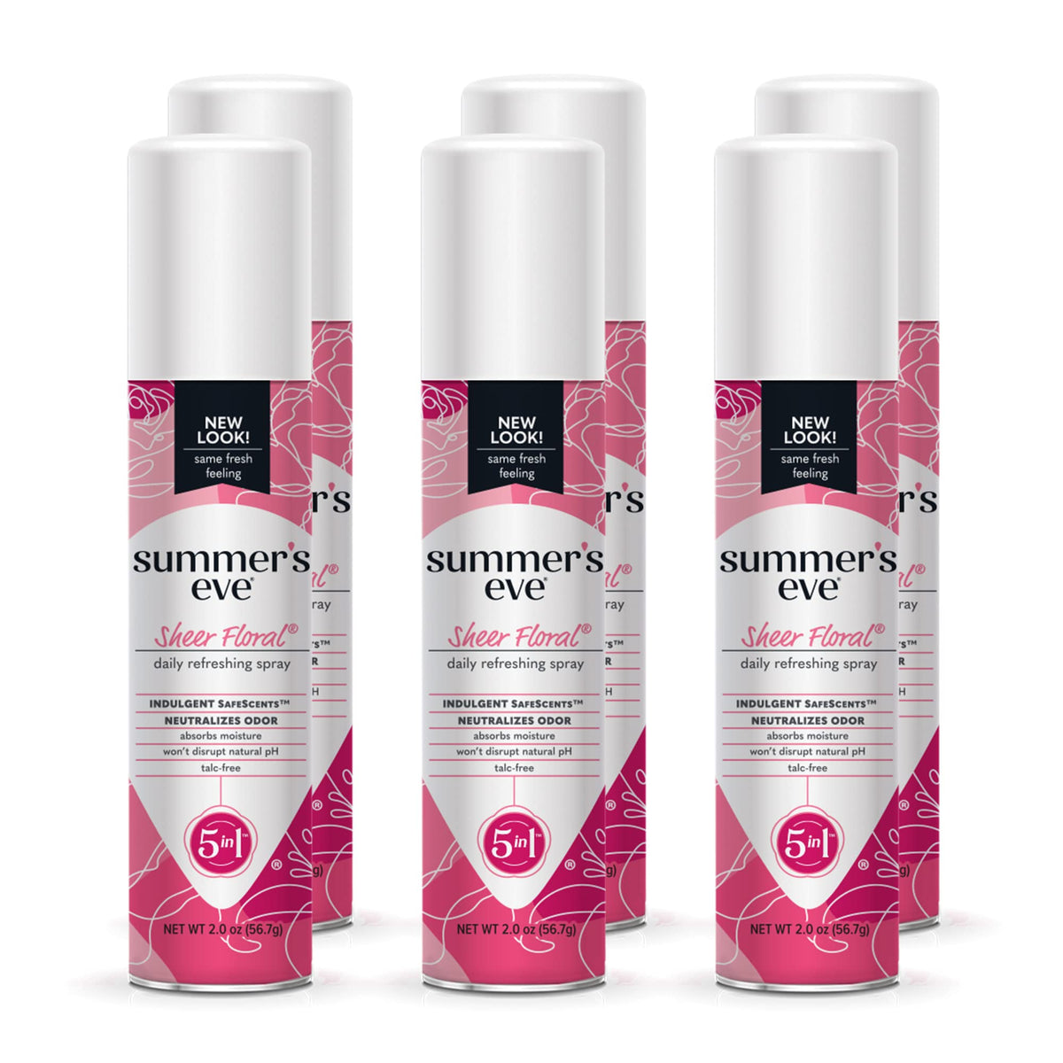 Summer's Eve botella frontal mostrando diseño y beneficio frescura
