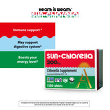Sun Chlorella etiqueta nutricional con información de clorofila y B12