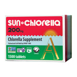 Sun Chlorella envase frontal mostrando tabletas y beneficios naturales