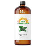 Sun Essential Oils botella frontal 16 oz mostrando formato y ahorro