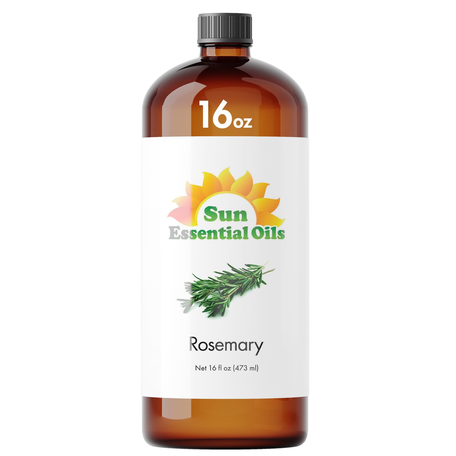 Sun Essential Oils botella frente, presentación de 16 oz que conserva aroma