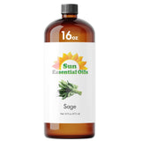 Sun Essential Oils botella frontal de salvia mostrando etiqueta y protección ámbar