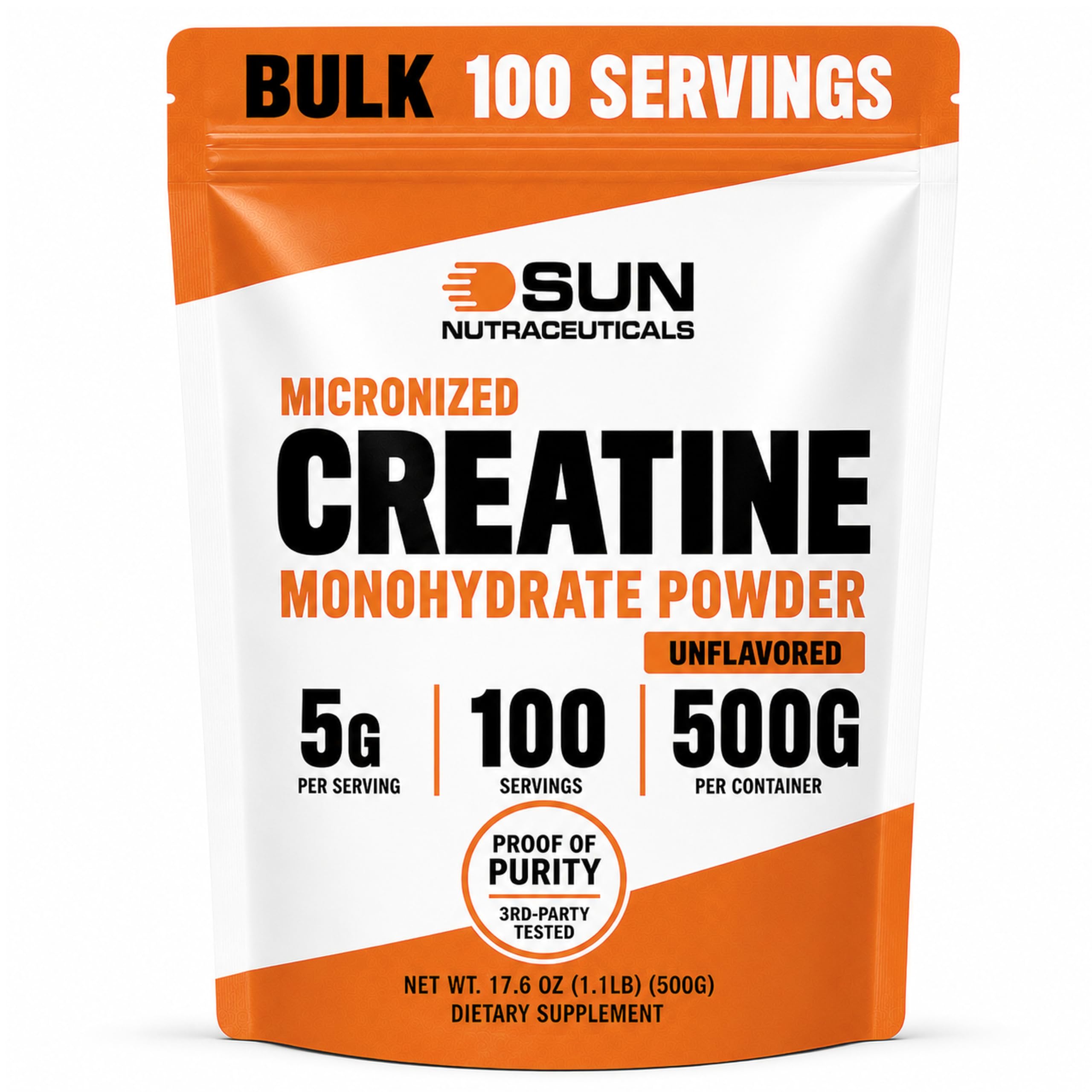 Sun Nutraceuticals frente del empaque mostrando 500 g y calidad verificada