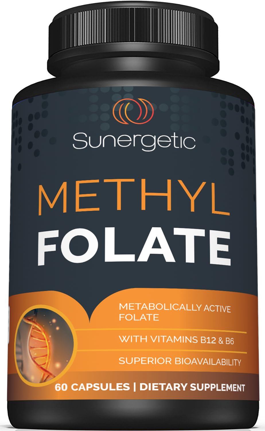Sunergetic frontal del envase mostrando la fórmula completa y beneficios
