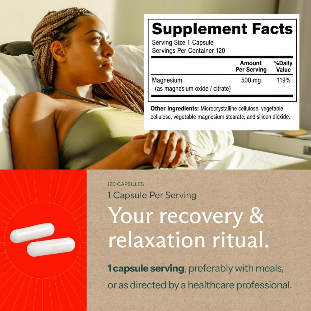 Sunergetic etiqueta nutricional señalando concentración de 500 mg por cápsula