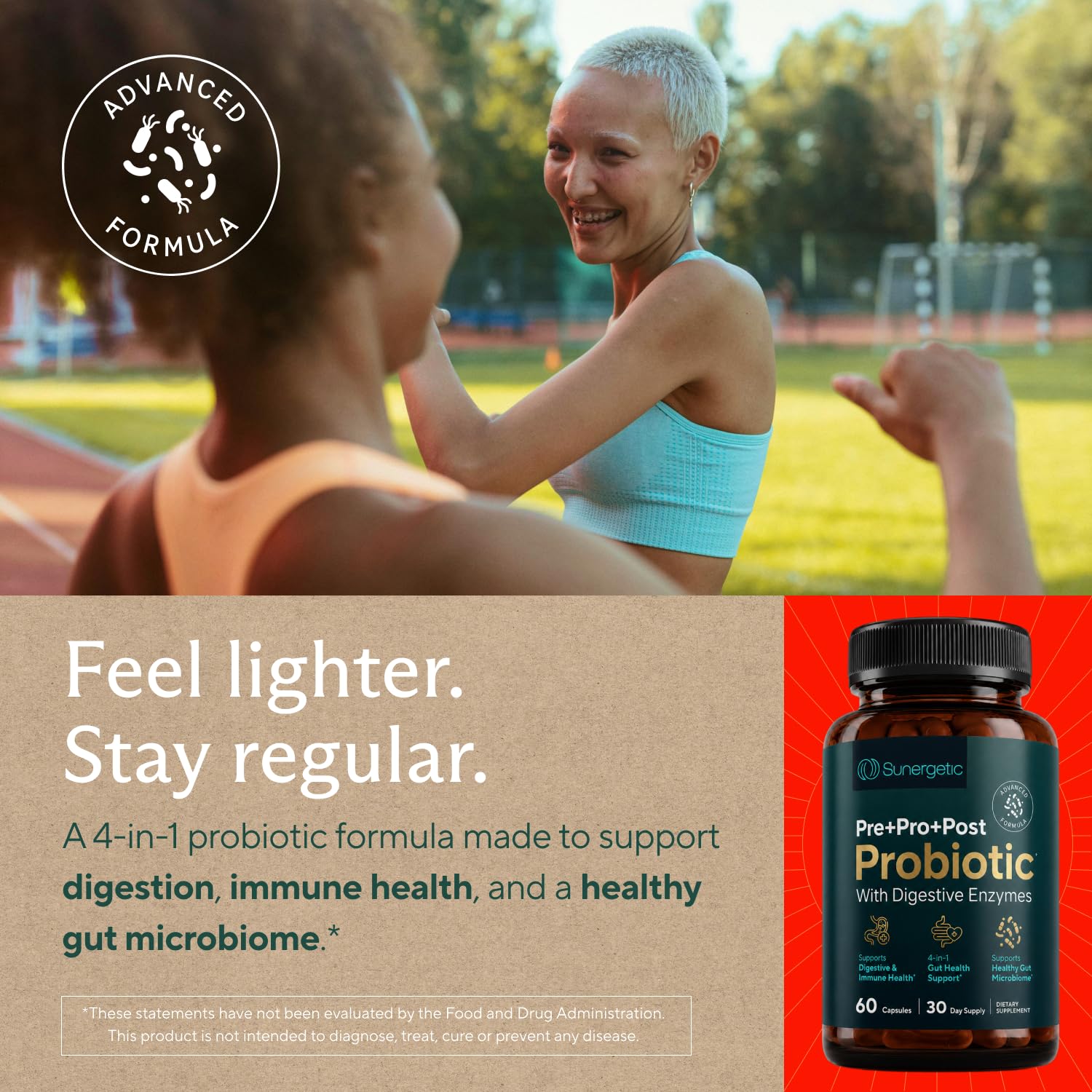 Sunergetic etiqueta con ingredientes activos y respaldo clínico
