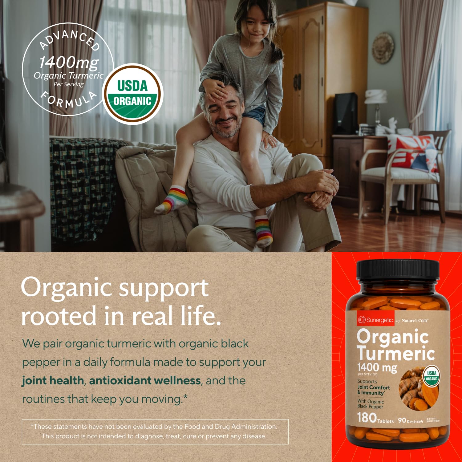 Granos de pimienta negra orgánica y tableta Sunergetic destacando absorción