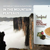 Sunfood Superfoods raíces peruanas junto al envase, origen auténtico