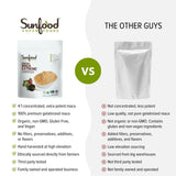 Sunfood Superfoods textura del polvo de maca, mezcla fina y suave