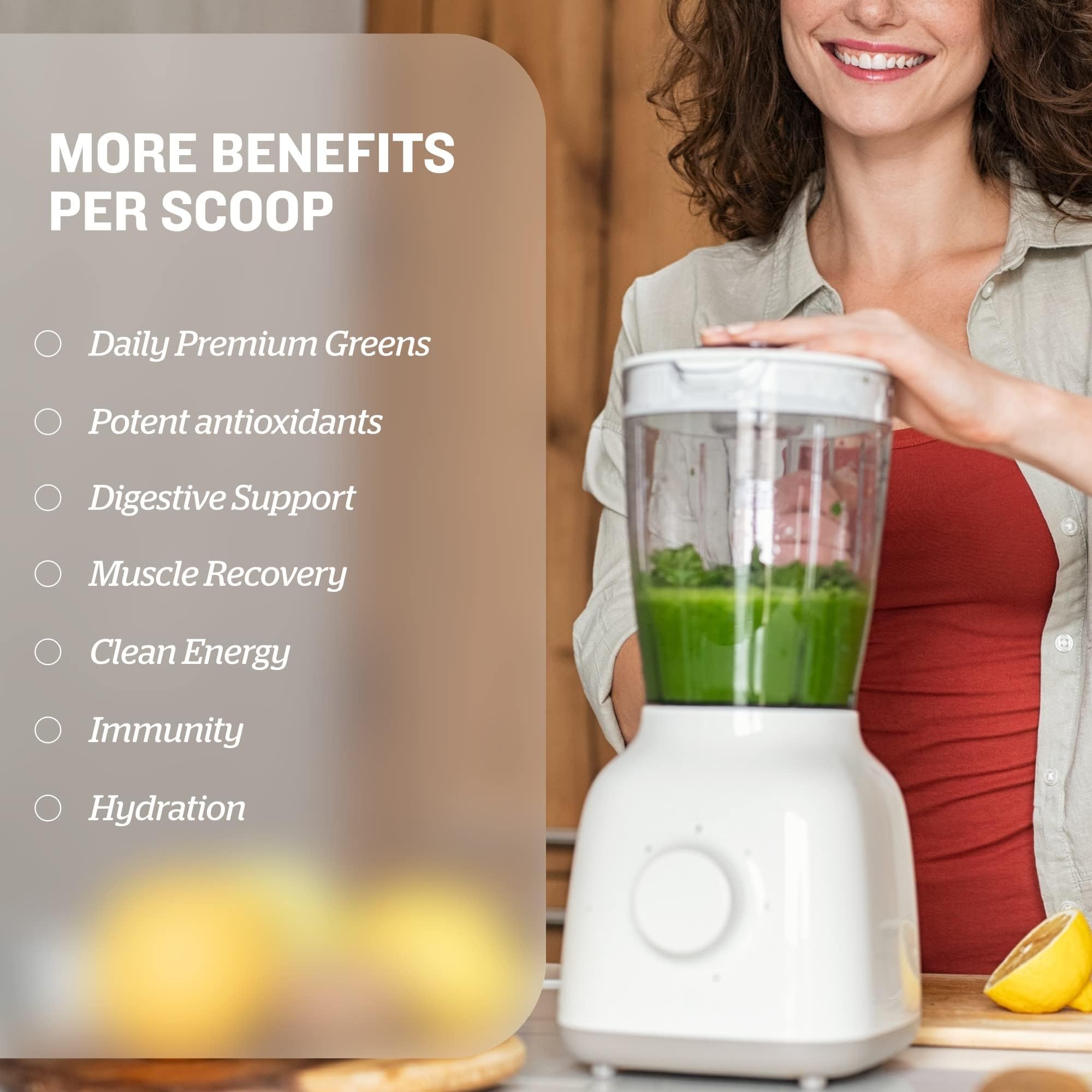 Sunfood batido verde listo para beber mostrando mezcla fácil y nutritiva