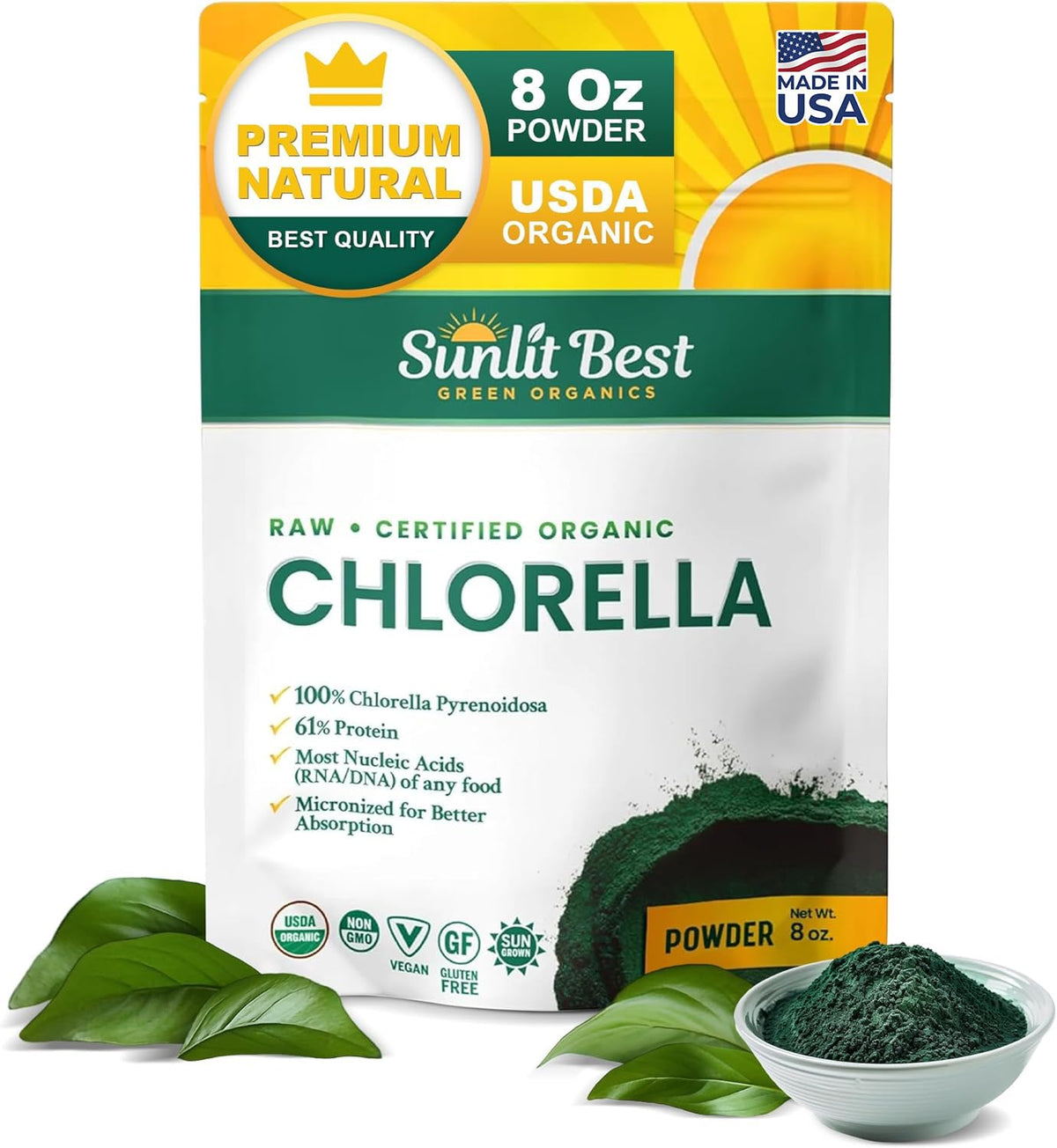 Sunlit Best envase frontal mostrando etiqueta orgánica y beneficios