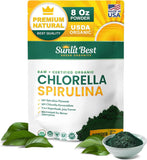 Sunlit Best envase frontal de chlorella spirulina orgánico muestra sellos y tamaño