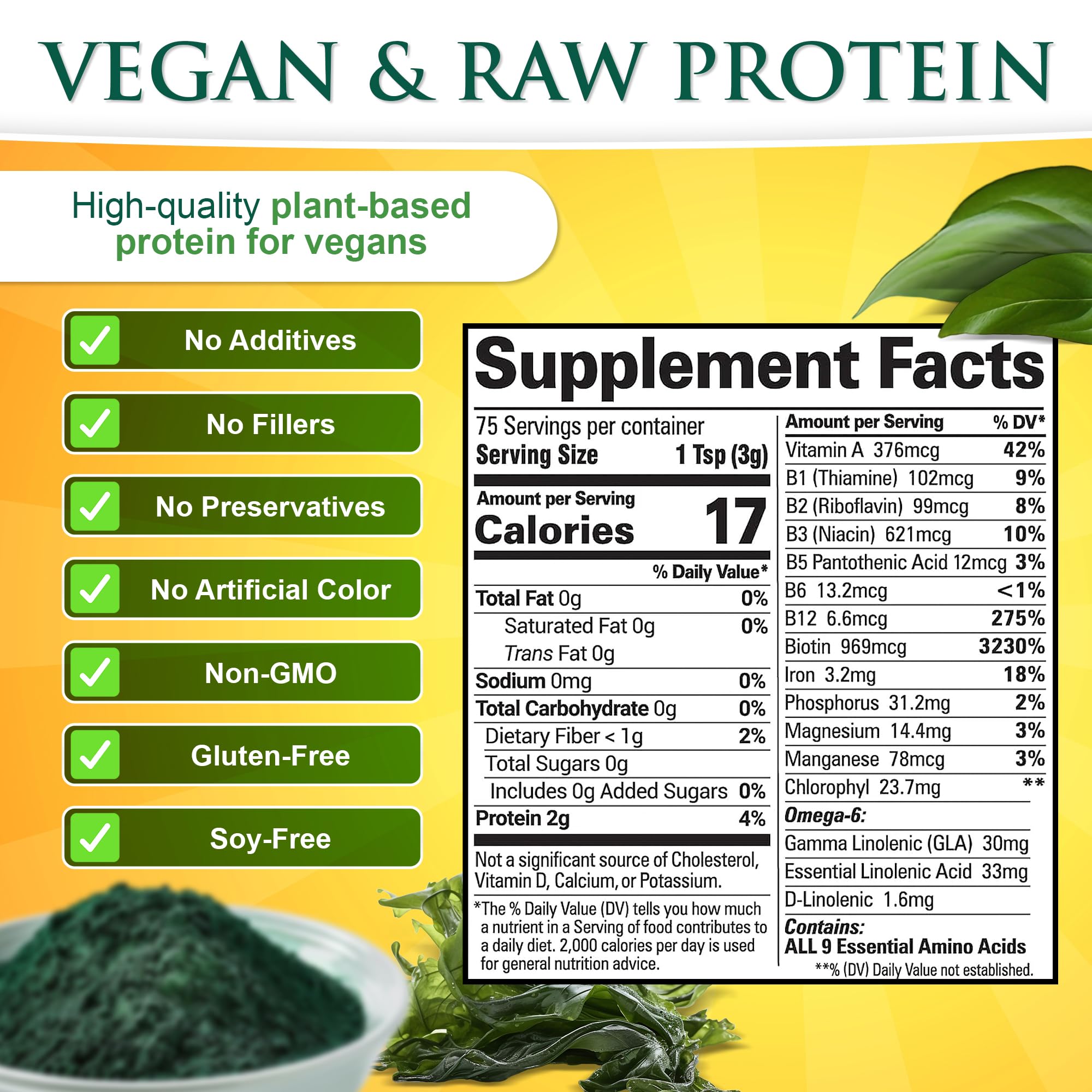 Sunlit Best cucharita con spirulina, indicación de dosis práctica