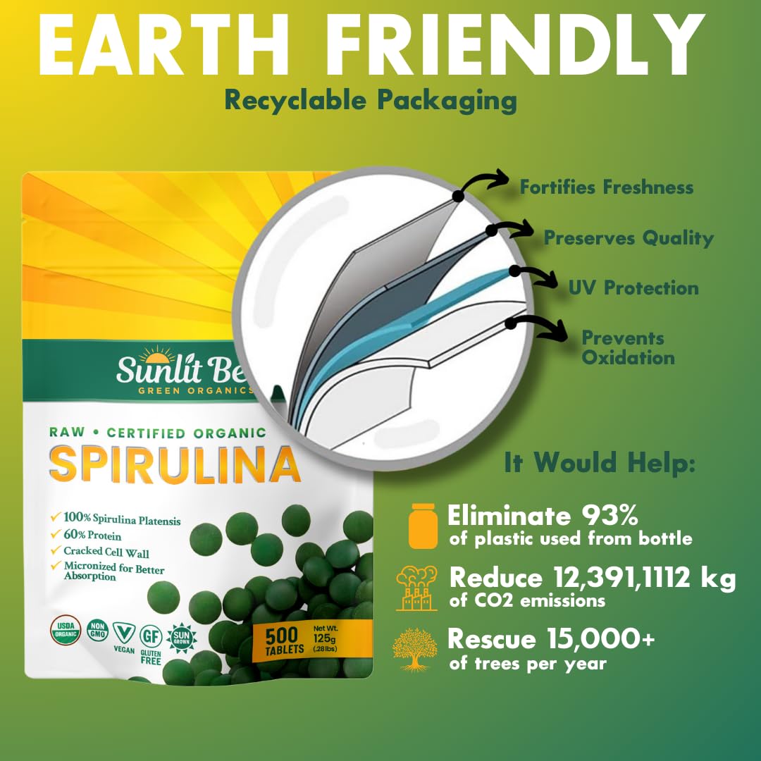 Sunlit Best spirulina en mesa de desayuno saludable como complemento diario