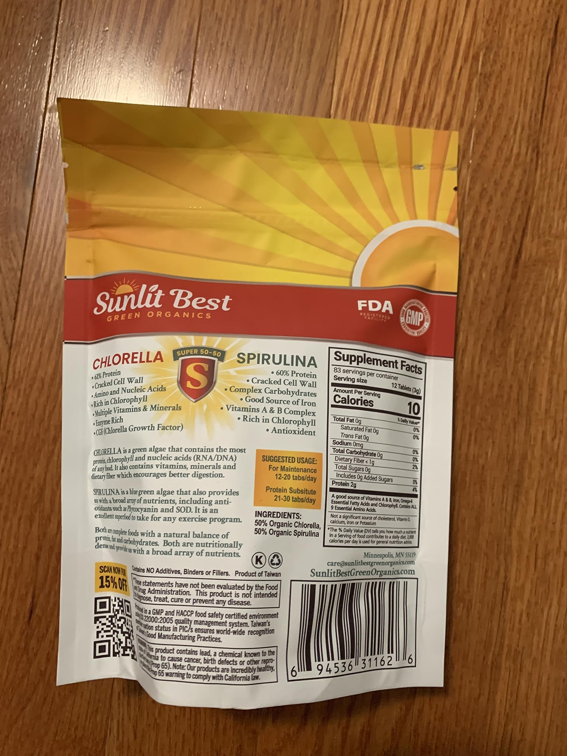 Sunlit Best Green Organics corte de tableta que muestra micronización interna
