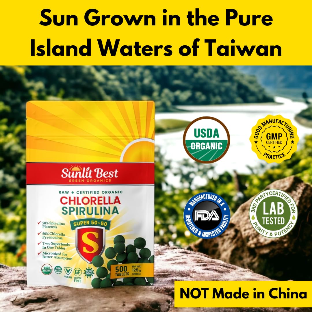Sunlit Best Green Organics polvos de chlorella y spirulina ingredientes naturales