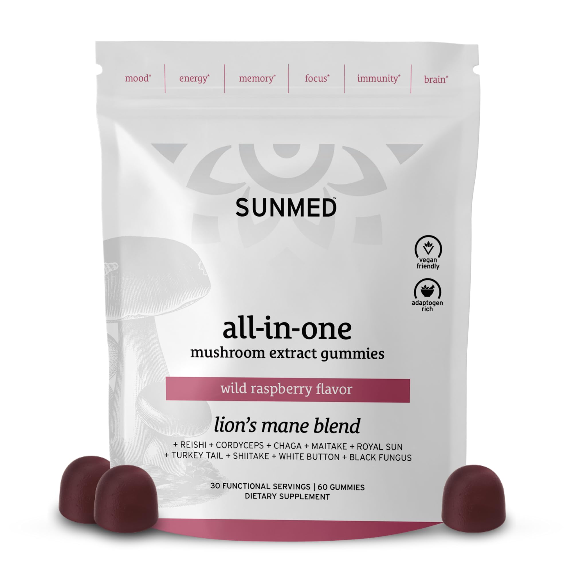 SUNMED gominolas sobre madera evocando ingredientes naturales