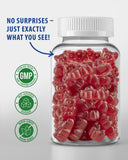 SUNNY SAM gomitas junto a frambuesas, sabor natural apetecible