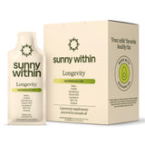 Sunny Within frente del empaque mostrando pouches y beneficio de conveniencia
