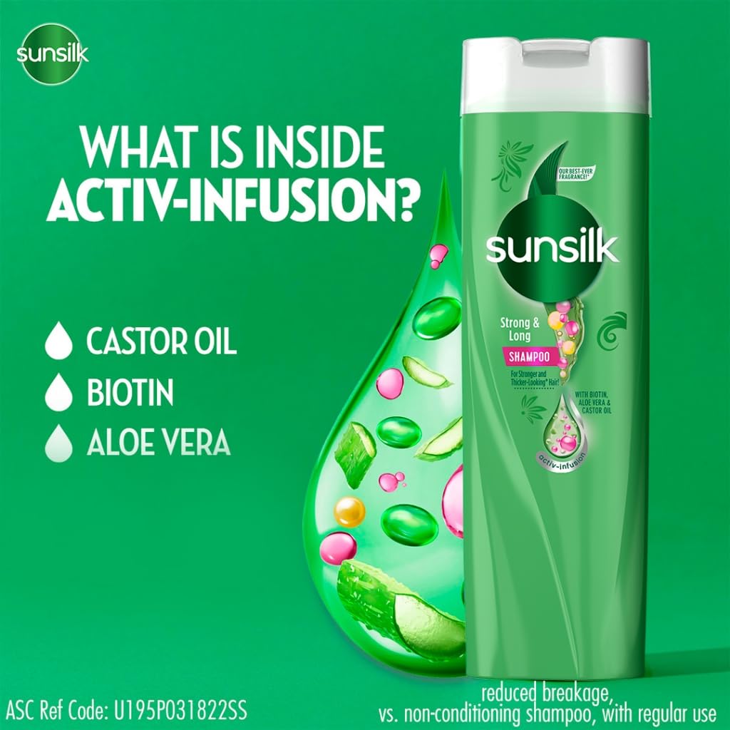 Sunsilk junto a una mano para comparar tamaño y portabilidad