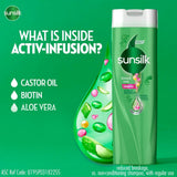 Sunsilk junto a una mano para comparar tamaño y portabilidad