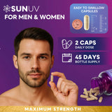 SUNUV frasco en ambiente de baño que sugiere rutina de belleza