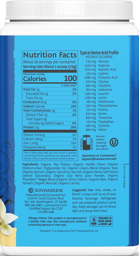 Sunwarrior batido de vainilla servido, bebida cremosa para recuperación activa