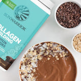 Sunwarrior ingredientes vegetales orgánicos alrededor del polvo, origen natural