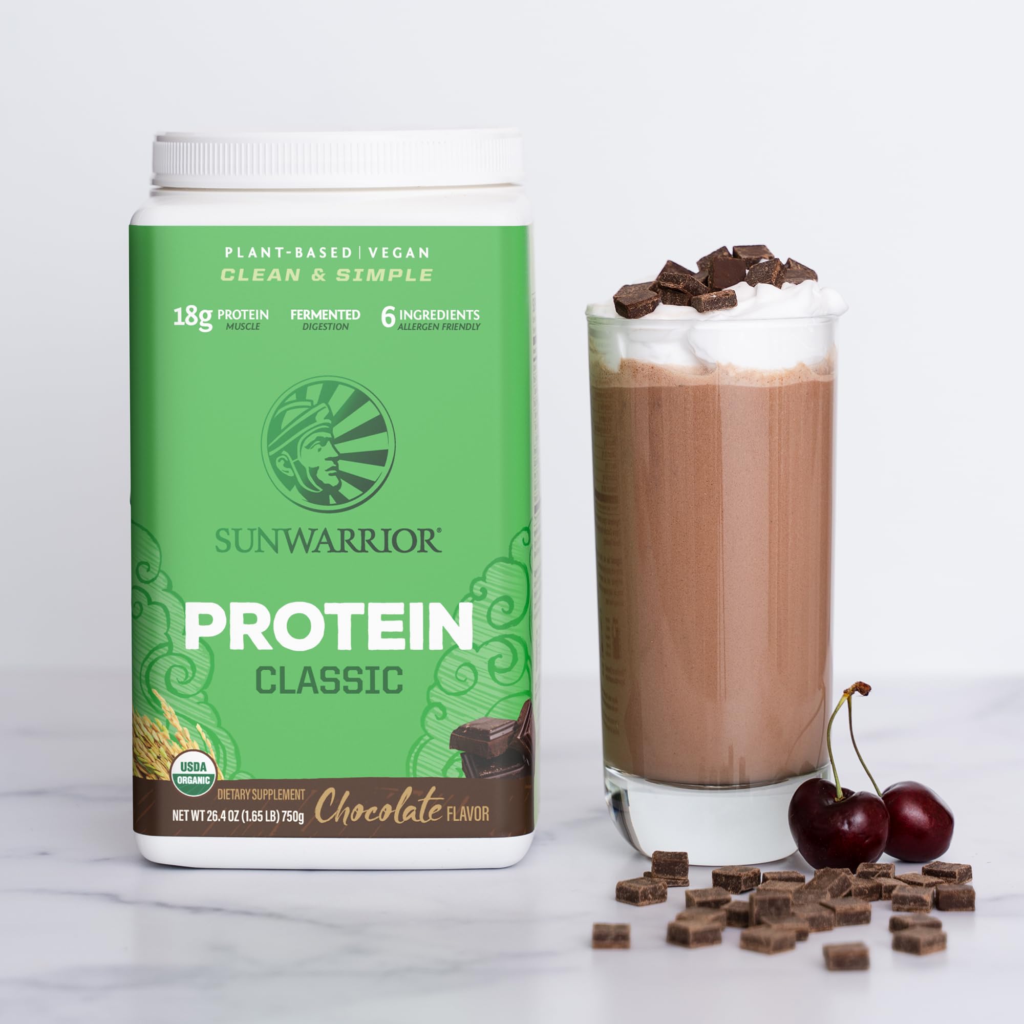 Sunwarrior comparación de tamaño 750 g para evaluar cantidad en casa