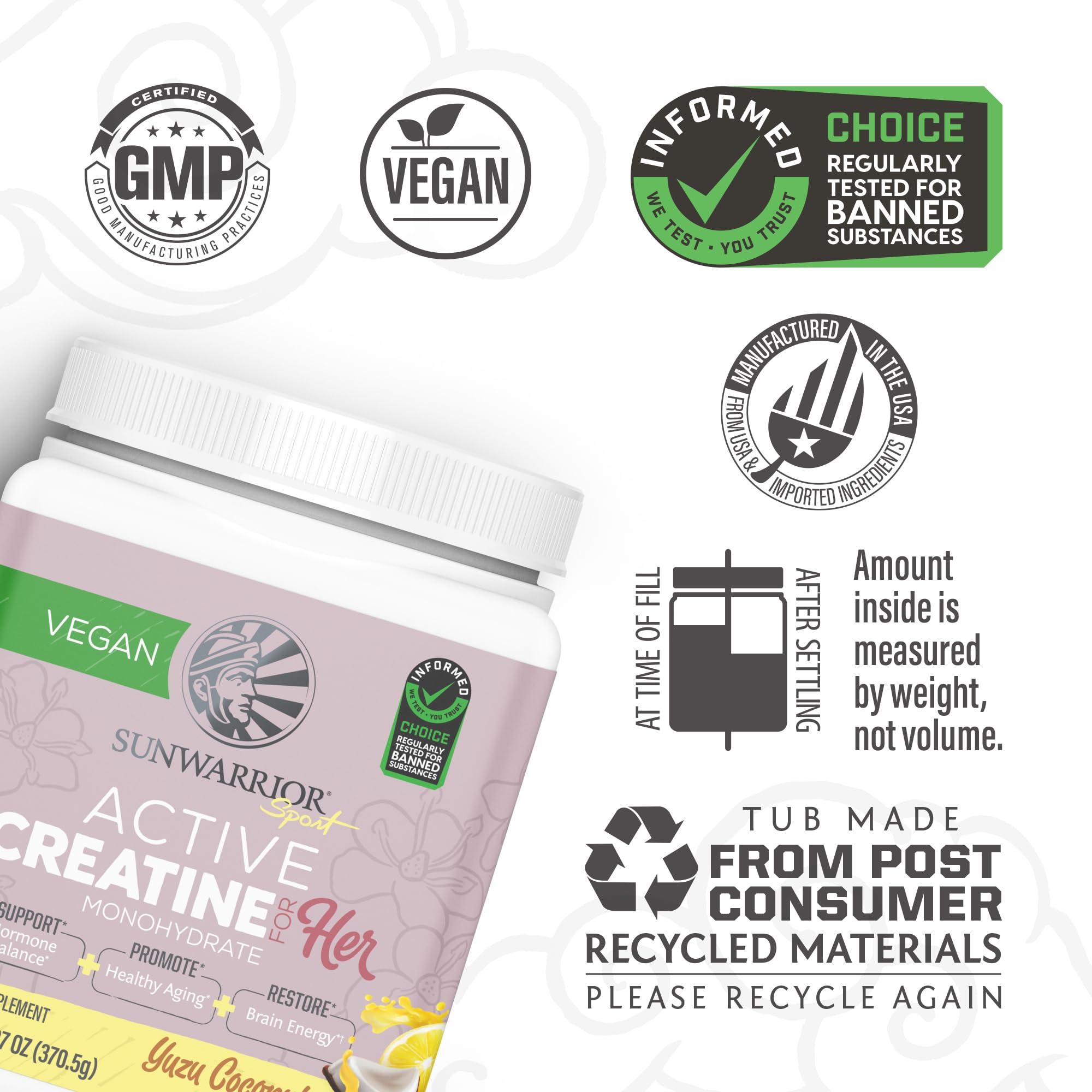 Sunwarrior creatina disuelta en vaso frío, refrescante y fácil de mezclar