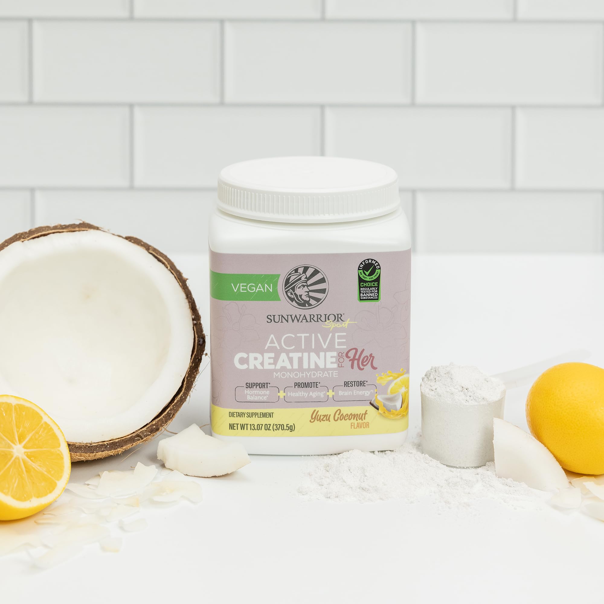 Sunwarrior envase abierto con sabor yuzu coconut, experiencia de consumo agradable