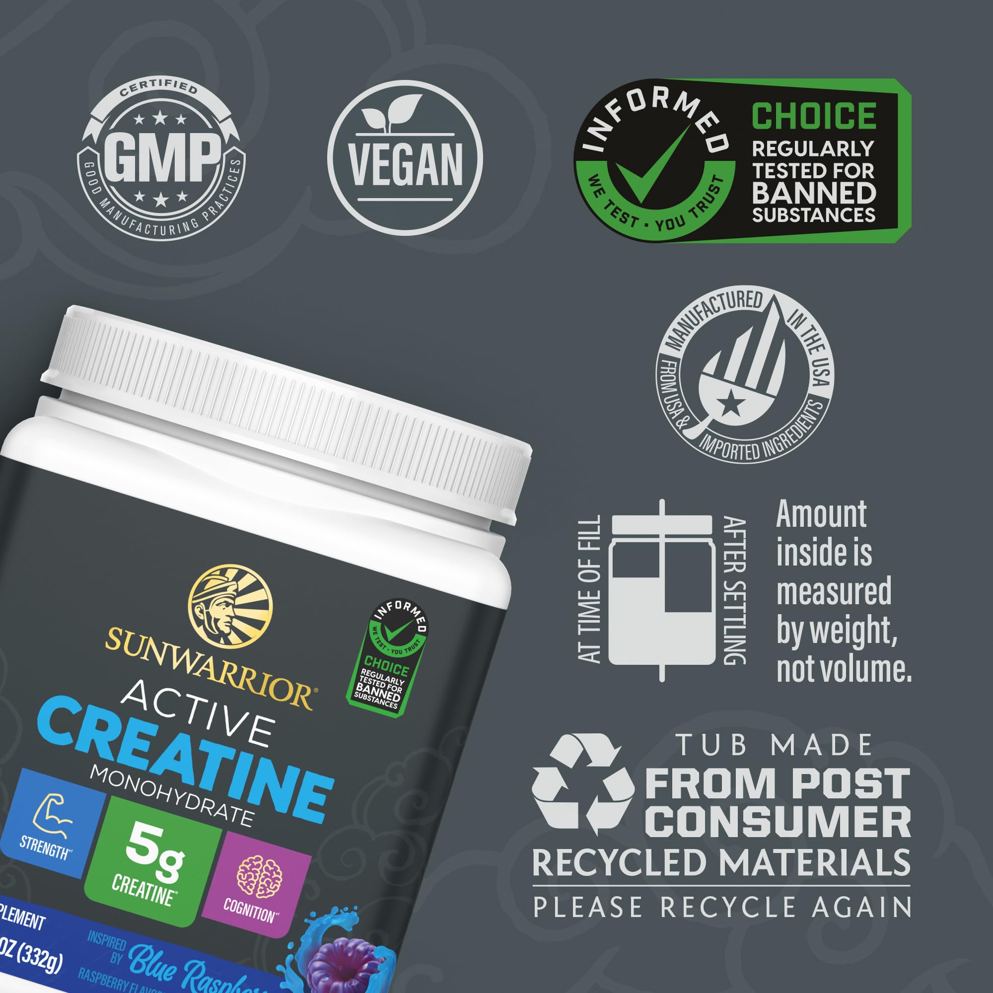 Sunwarrior creatina mezclada en vaso lista para beber y mejorar entrenamiento