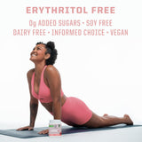 Etiqueta Sunwarrior con detalles de ingredientes y beneficios para la mujer activa