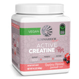 Sunwarrior envase frontal del producto con sabor frambuesa-limonada y fácil mezcla