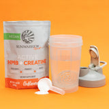 Batido con Sunwarrior mezclado en licuadora para recuperación postentreno